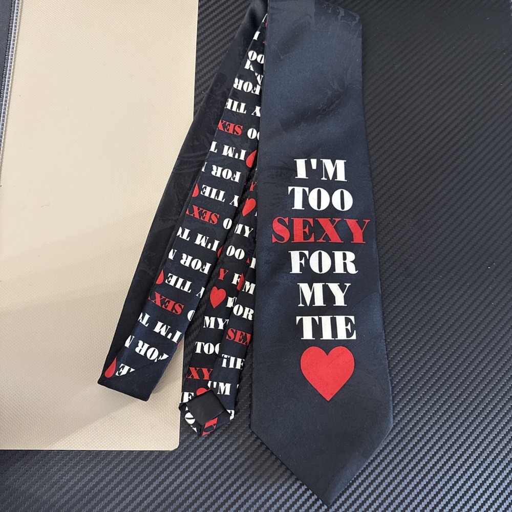 Addiction Mens Designer Black Necktie I'm Too Sexy For My Tie 57"